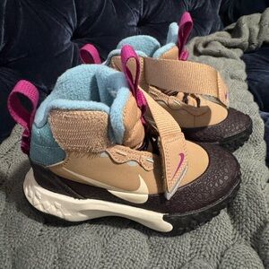 Nike Kids Tan and Pink Boots